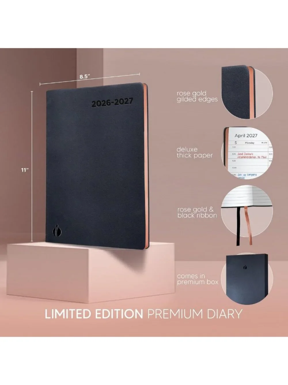 Rose Gold Academic Planner 2026-2027 - Weekly & Monthly Softcover Calendar
